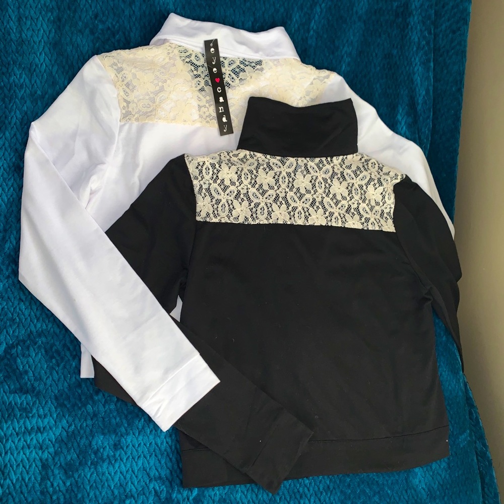 Black and white sweater with lace